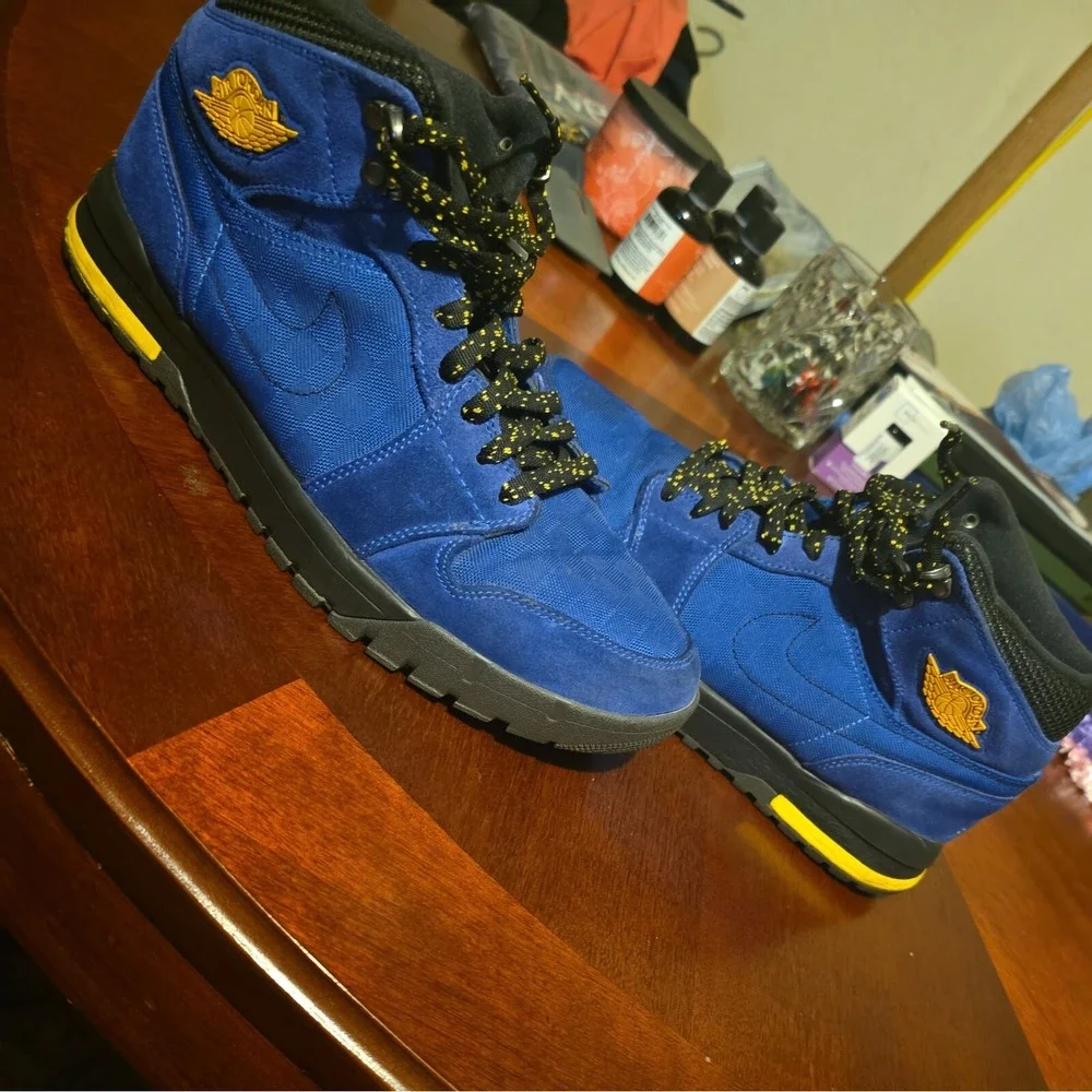 Nike Air Jordan 1 Retro LANEY OG Warriors Trek Boots Royal Blue Maize V5 Sz 10.5
